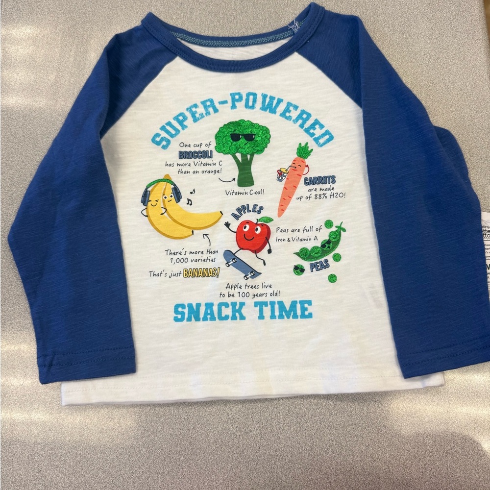 NWT Size 12M Super-Powered Snack Time Kids Shirt - Blue